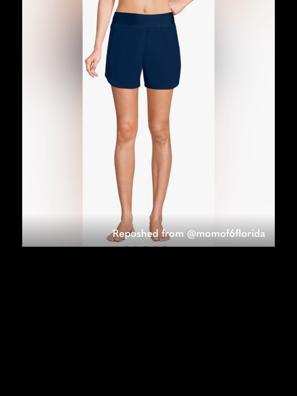 Lands' End Women's Navy Blue Active Wear Shorts w built in panty 10/12 MP Swim